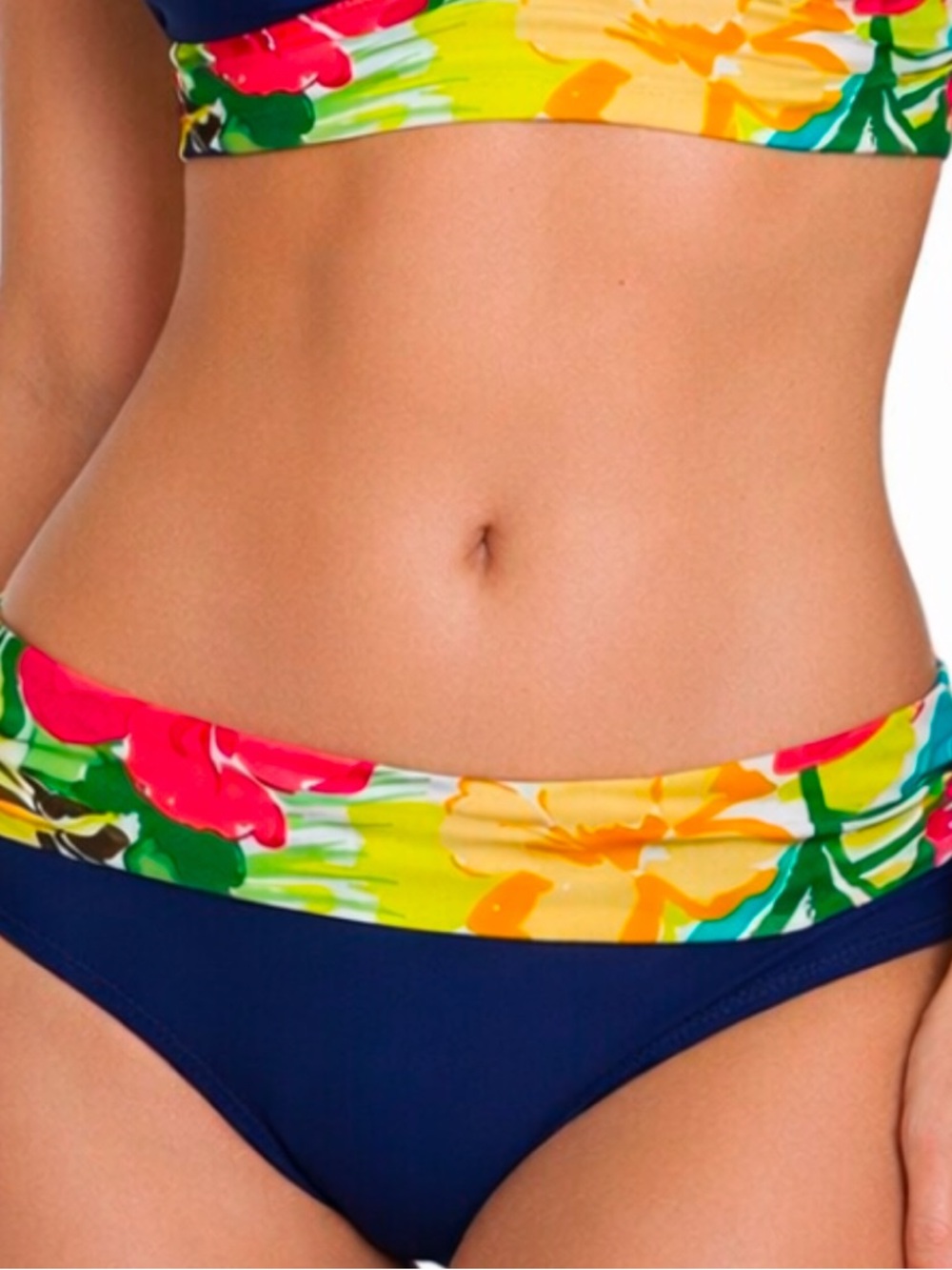 Anne Cole Women’s Hipster Bikini Swim Bottoms Navy Blue Orange Yellow NEW S NWT